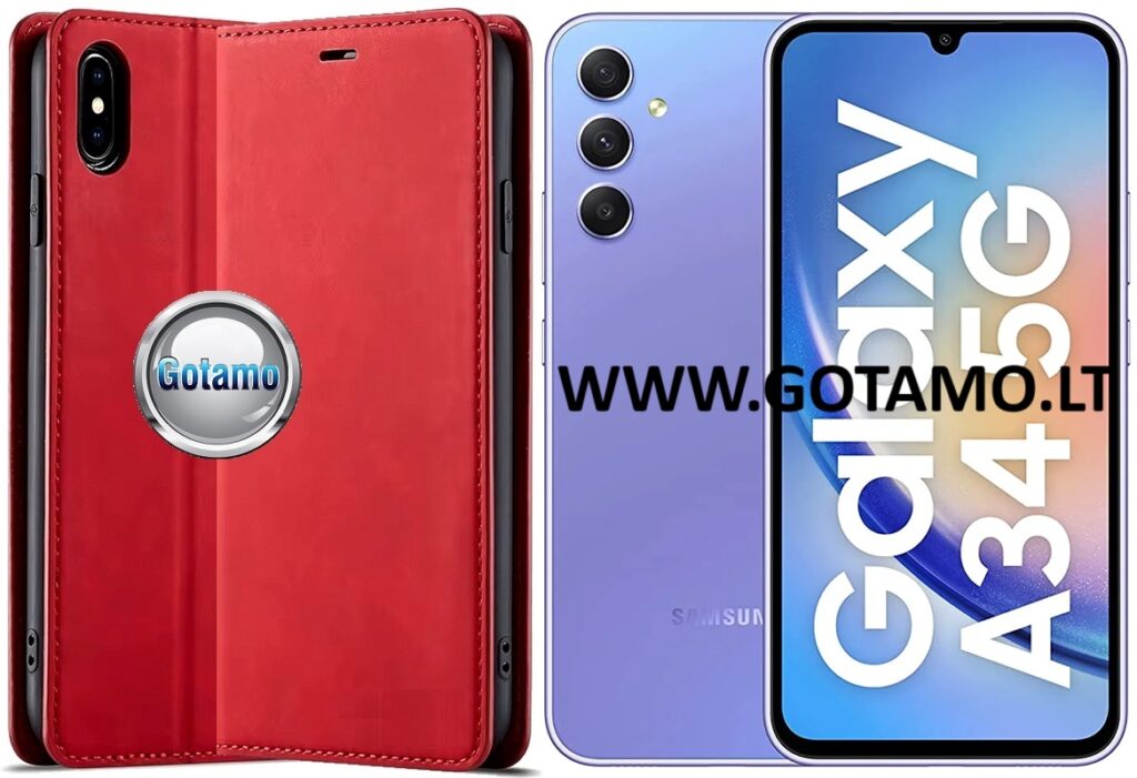 Galant magnetinis dėklas Samsung Galaxy A34 raudonos spalvos