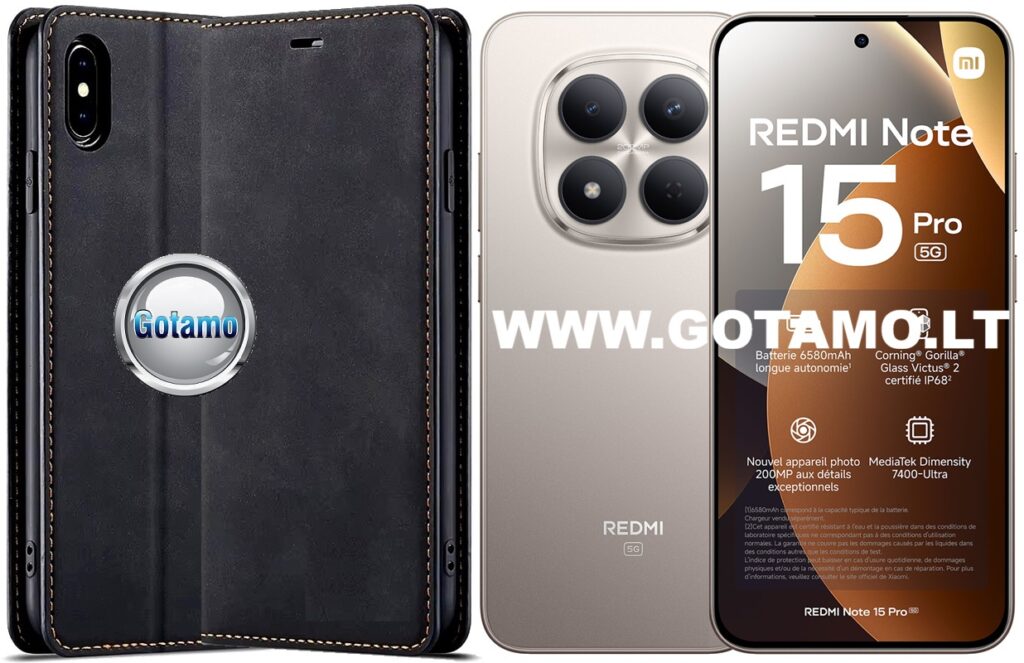 Galant magnetinis dėklas knygelė Xiaomi Redmi Note 15 Pro 5G – juodos spalvos