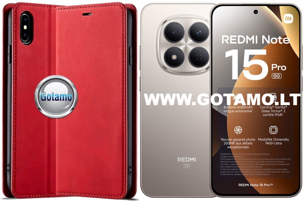Galant magnetinis dėklas knygelė Xiaomi Redmi Note 15 Pro 5G – raudonos spalvos