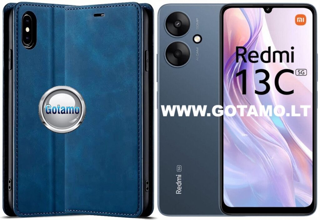 Galant magnetinis dėklas Xiaomi Redmi 13C 5G telefonui mėlynos spalvos