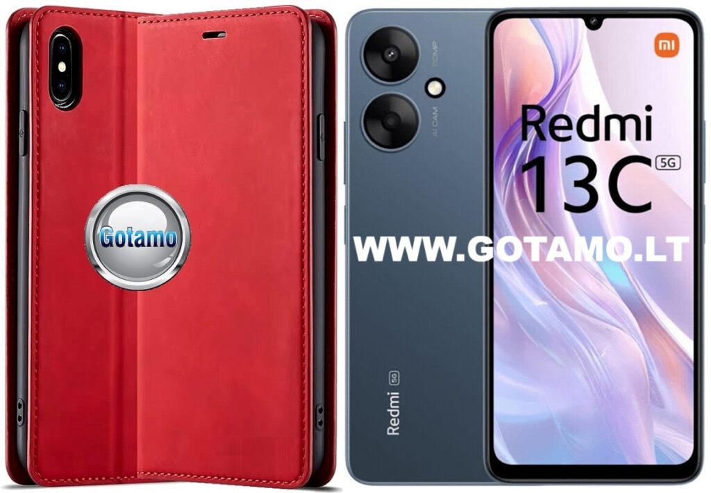 Galant magnetinis dėklas Xiaomi Redmi 13C 5G telefonui raudonos spalvos