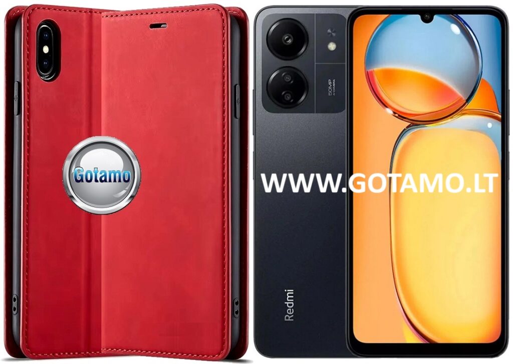 Galant magnetinis dėklas Xiaomi Redmi 13C, Xiaomi Poco C65 telefonams raudonos spalvos