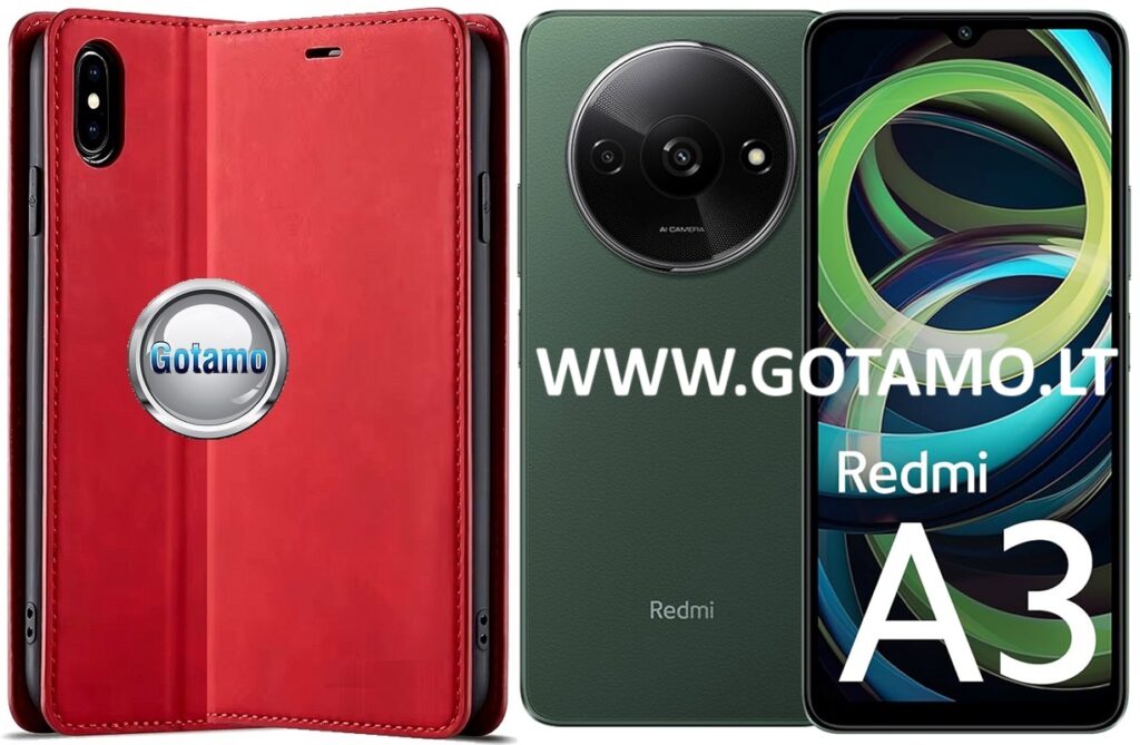 Galant magnetinis dėklas Xiaomi Redmi A3 telefonui raudonos spalvos