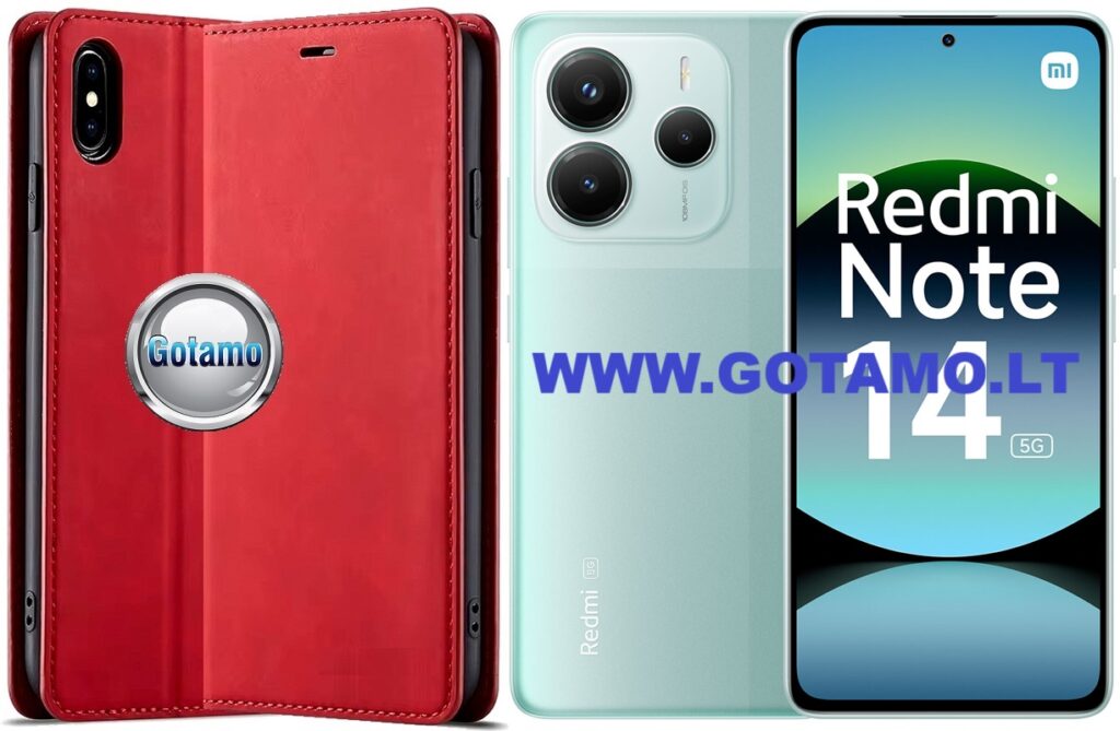 Galant magnetinis dėklas Xiaomi Redmi Note 14 5G telefonui raudonos spalvos