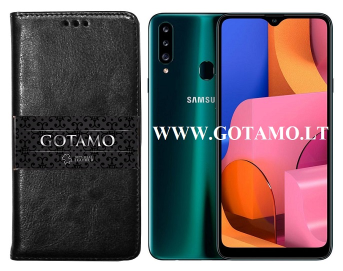 Gotamo D-gravity natūralios odos dėklas Samsung Galaxy A20s juodos spalvos