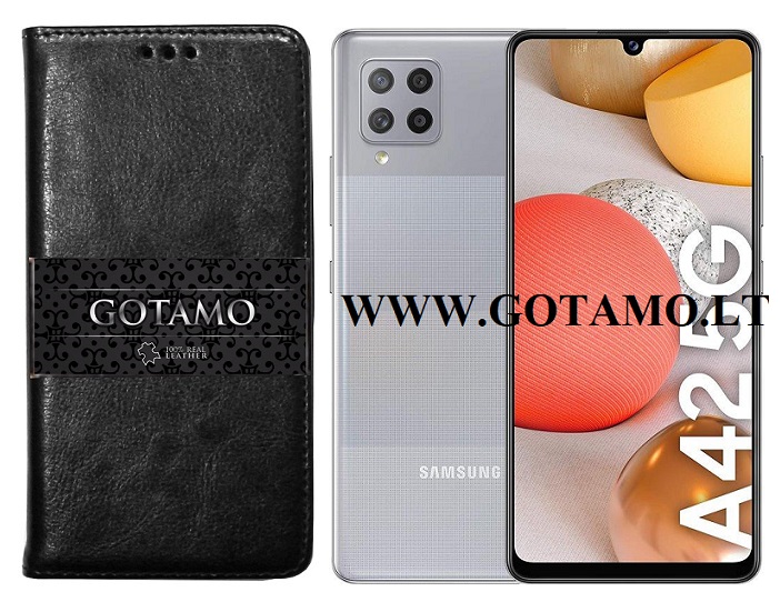 Gotamo D-gravity natūralios odos dėklas Samsung Galaxy A42 5G juodos spalvos