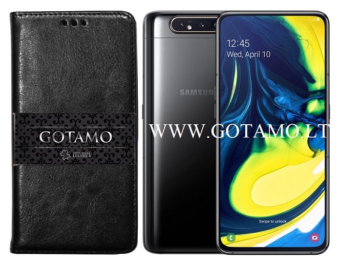 Gotamo D-gravity natūralios odos dėklas Samsung Galaxy A80 juodos spalvos