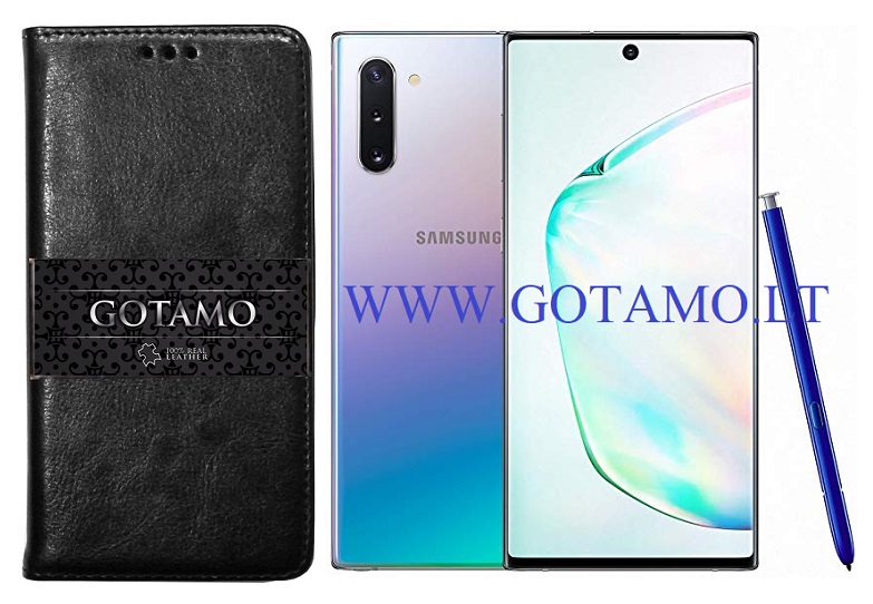 Gotamo D-gravity natūralios odos dėklas Samsung Galaxy Note 10+ juodos spalvos