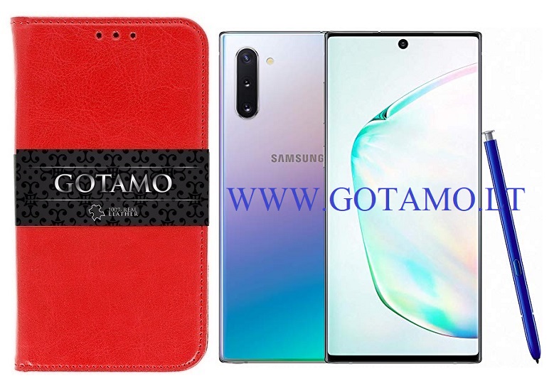 Gotamo D-gravity natūralios odos dėklas Samsung Galaxy Note 10 raudonos spalvos