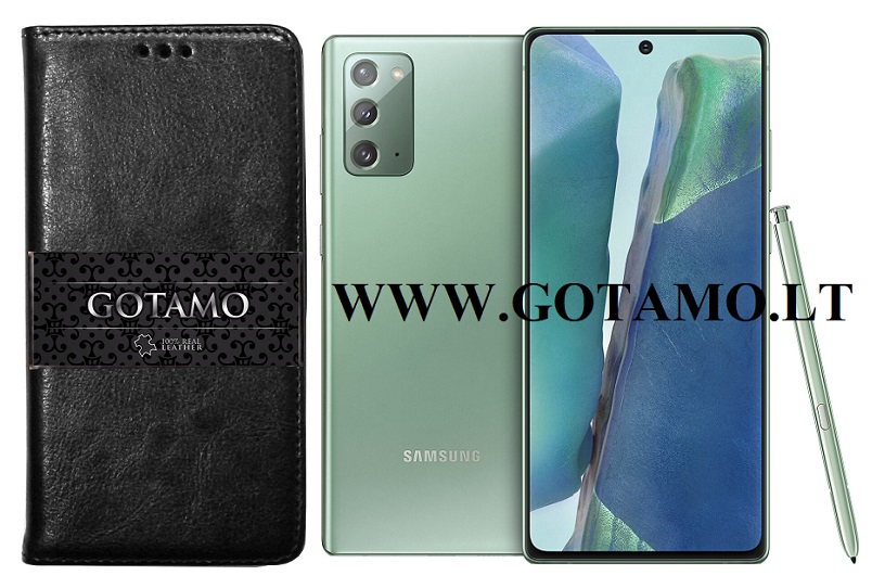 Gotamo D-gravity natūralios odos dėklas Samsung Galaxy Note 20 juodos spalvos