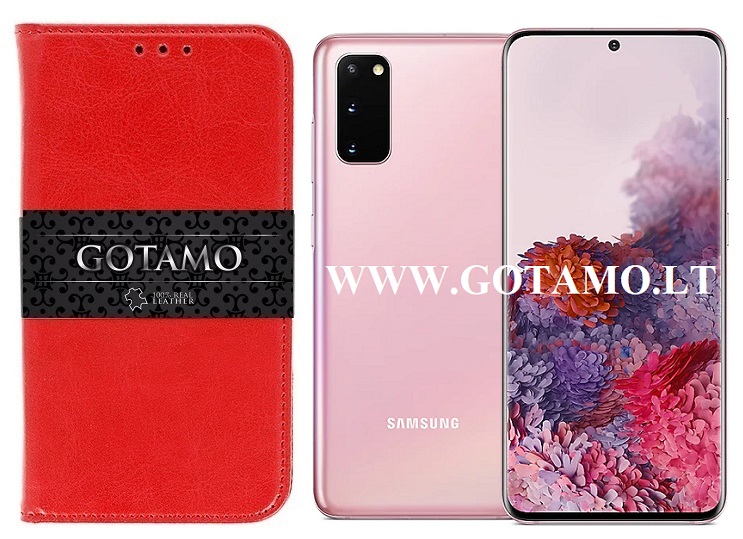 Gotamo D-gravity natūralios odos dėklas Samsung Galaxy S20 raudonos spalvos