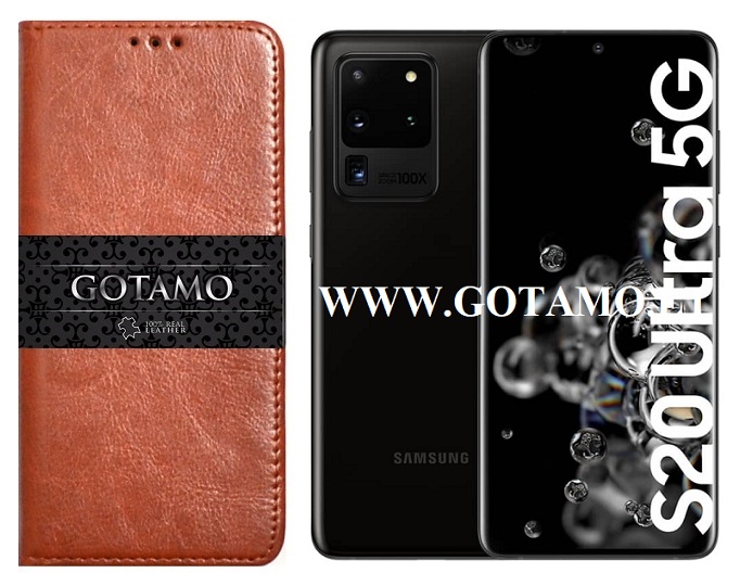 Gotamo D-gravity natūralios odos dėklas Samsung Galaxy S20 Ultra rudos spalvos