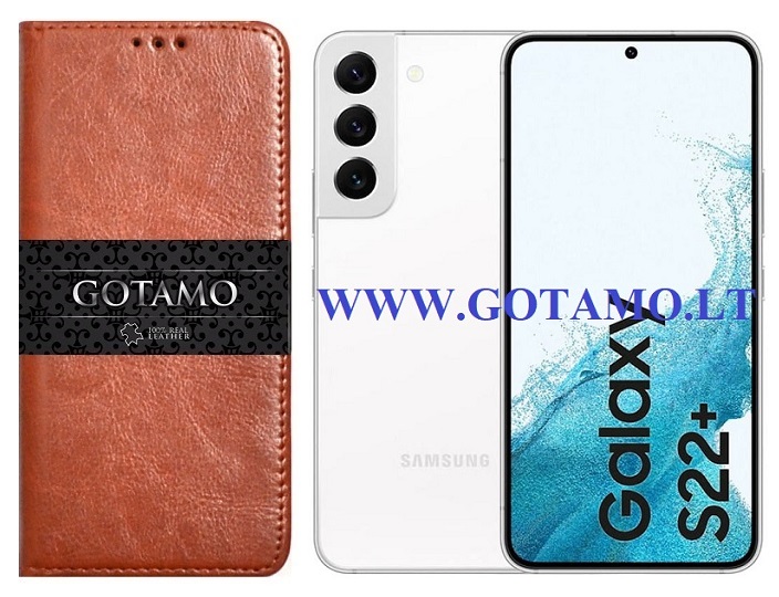 Gotamo D-gravity natūralios odos dėklas Samsung Galaxy S22+ 5G rudos spalvos