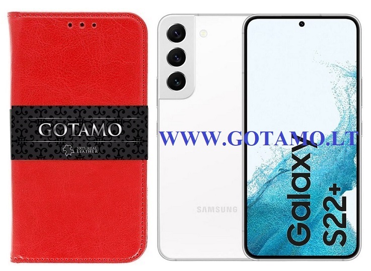 Gotamo D-gravity natūralios odos dėklas Samsung Galaxy S22+ 5G raudonos spalvos
