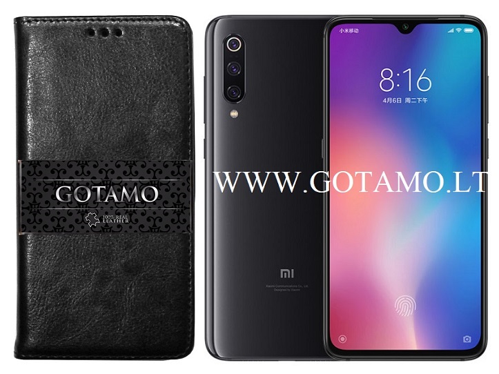 Gotamo D-gravity natūralios odos dėklas Xiaomi Mi 9 mobiliesiems telefonams juodos spalvos