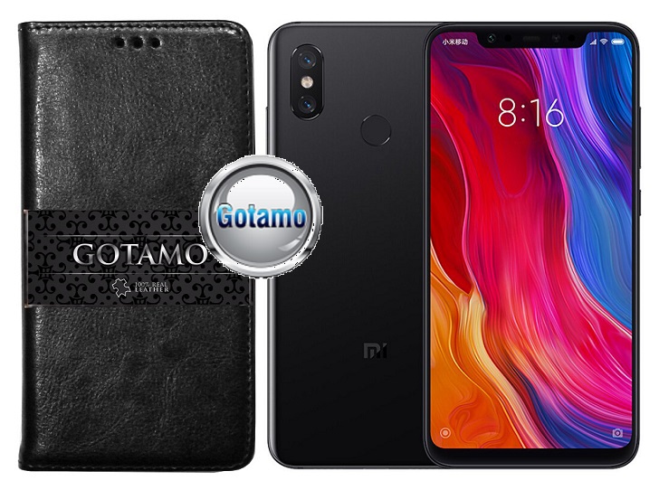 Gotamo D-gravity natūralios odos dėklas Xiaomi Mi Mix 2S mobiliesiems telefonams juodos spalvos