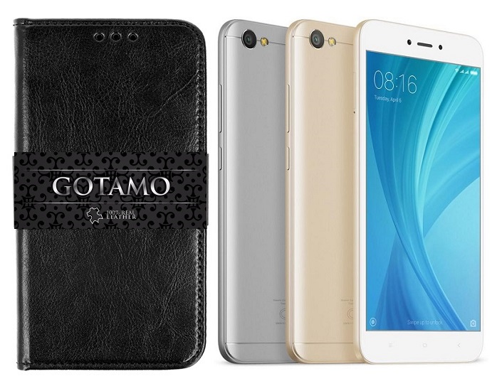 Gotamo D-gravity natūralios odos dėklas Xiaomi Redmi Note 5A mobiliesiems telefonams juodos spalvos