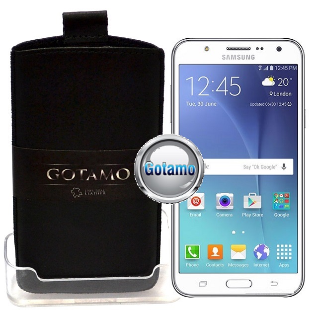 Gotamo Insert įmaunamas natūralios odos dėklas Samsung Galaxy J5 juodos spalvos