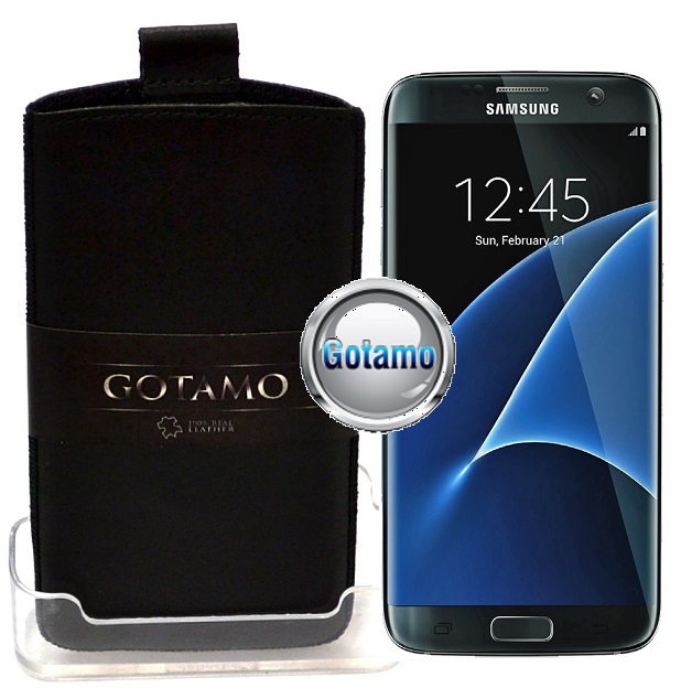 Gotamo Insert įmaunamas natūralios odos dėklas Samsung Galaxy S7 edge juodos spalvos