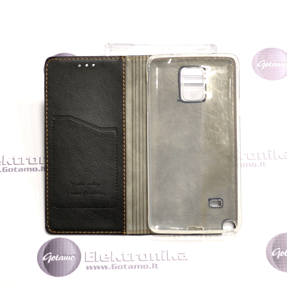 Gotamo Victorian natūralios odos dėklas Samsung Galaxy Note 4 mobiliesiems telefonams juodos spalvos 4 Gotamo Victorian natūralios odos dėklas Samsung Galaxy Note 4 – nuotrauka 4