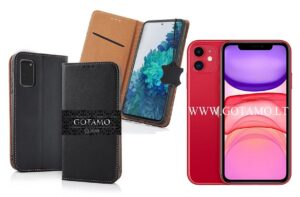 Apple iPhone 11 dėklas knygelė juodos spalvos spalvos – Gotamo Vintage natūralios odos dėklas
