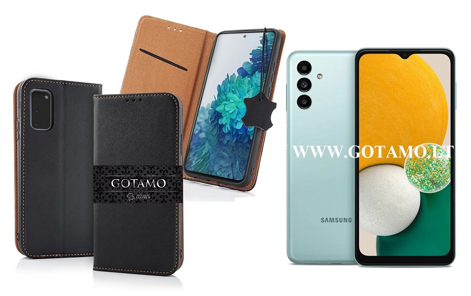 Gotamo Vintage natūralios odos dėklas Samsung Galaxy A04s juodos spalvos