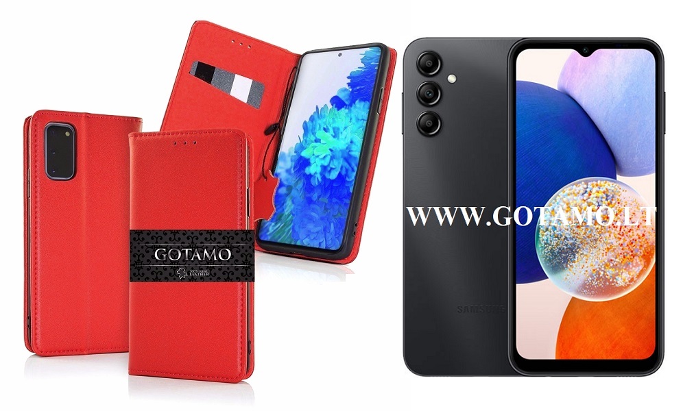 Gotamo Vintage natūralios odos dėklas Samsung Galaxy A14 5G raudonos spalvos