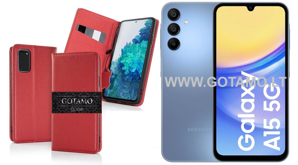 Gotamo Vintage natūralios odos dėklas Samsung Galaxy A15 5G bordo spalvos
