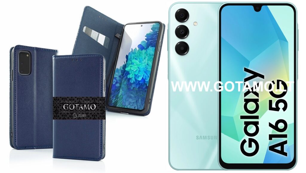 Gotamo Vintage natūralios odos dėklas Samsung Galaxy A16 5G mėlynos spalvos