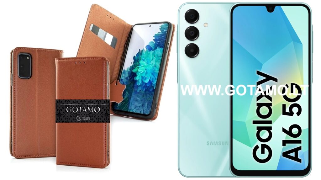 Gotamo Vintage natūralios odos dėklas Samsung Galaxy A16 5G rudos spalvos