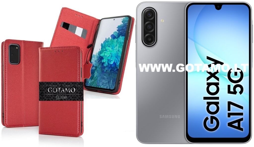 Gotamo Vintage natūralios odos dėklas Samsung Galaxy A17 bordo spalvos