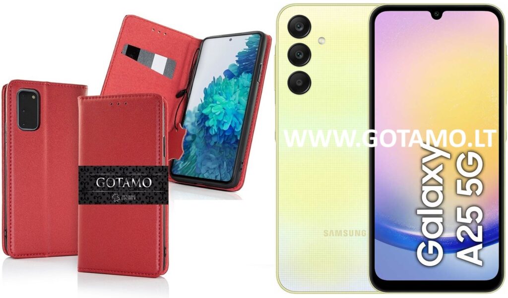 Gotamo Vintage natūralios odos dėklas Samsung Galaxy A25 bordo spalvos