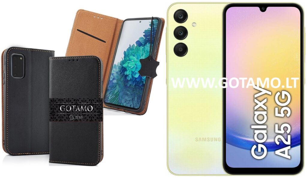 Gotamo Vintage natūralios odos dėklas Samsung Galaxy A25 juodos spalvos