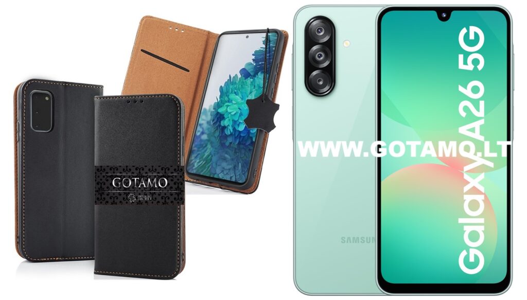 Gotamo Vintage natūralios odos dėklas Samsung Galaxy A26 juodos spalvos
