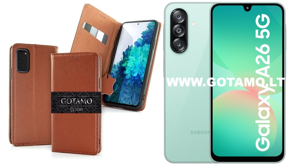 Gotamo Vintage natūralios odos dėklas Samsung Galaxy A26 rudos spalvos