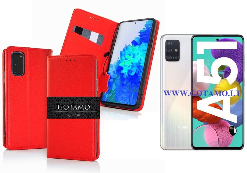 Gotamo Vintage natūralios odos dėklas Samsung Galaxy A51 mobiliajam raudonos spalvos