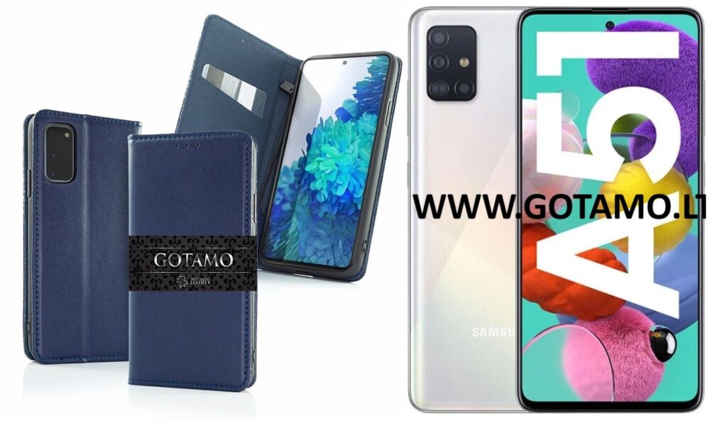 Gotamo Vintage natūralios odos dėklas Samsung Galaxy A51 mėlynos spalvos