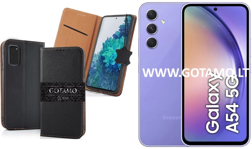 Gotamo Vintage natūralios odos dėklas Samsung Galaxy A54 juodos spalvos