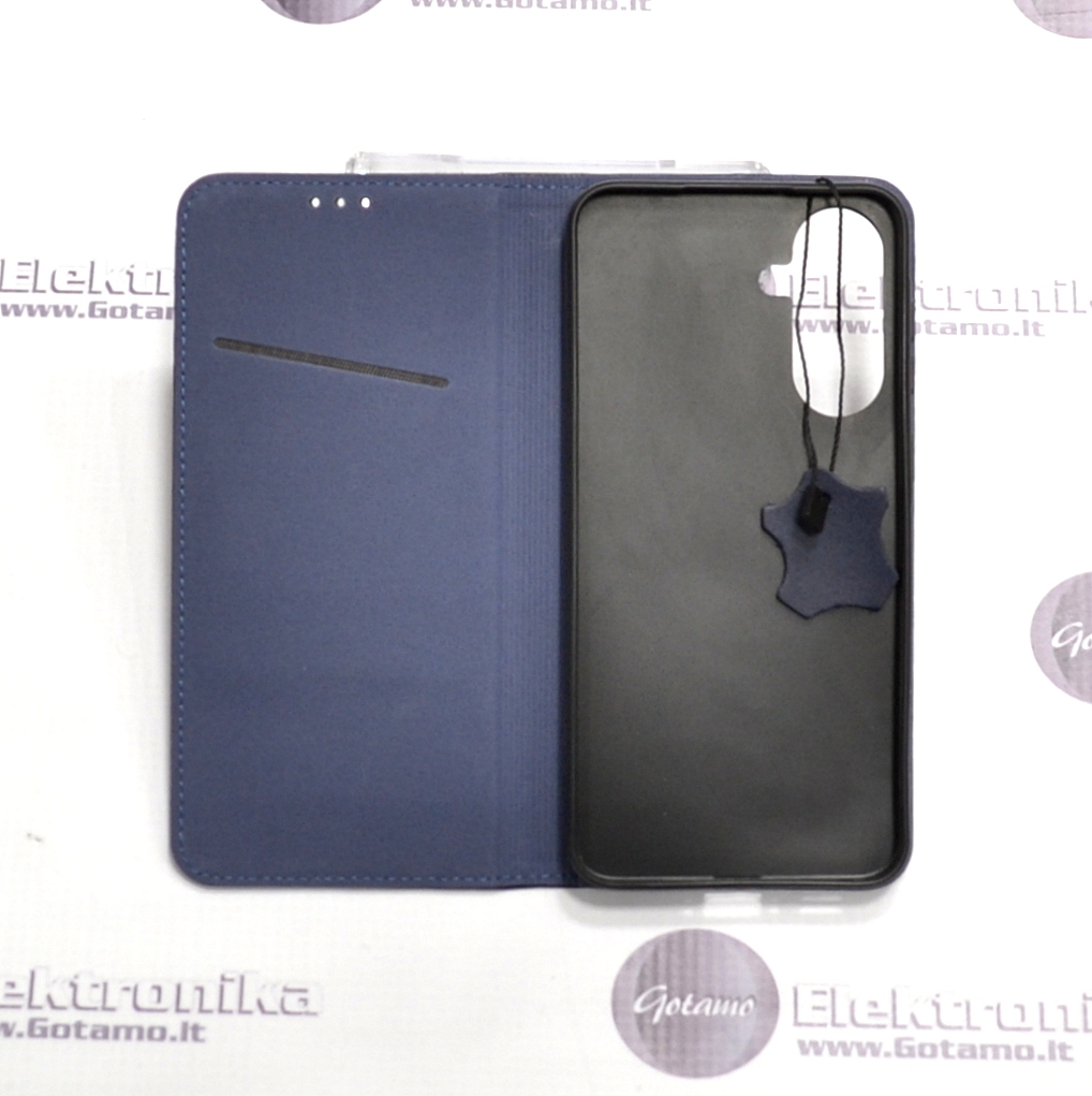 Gotamo Vintage natūralios odos dėklas Samsung Galaxy A56 telefonui mėlynos spalvos 4 Gotamo Vintage natūralios odos dėklas Samsung Galaxy A56 – nuotrauka 4
