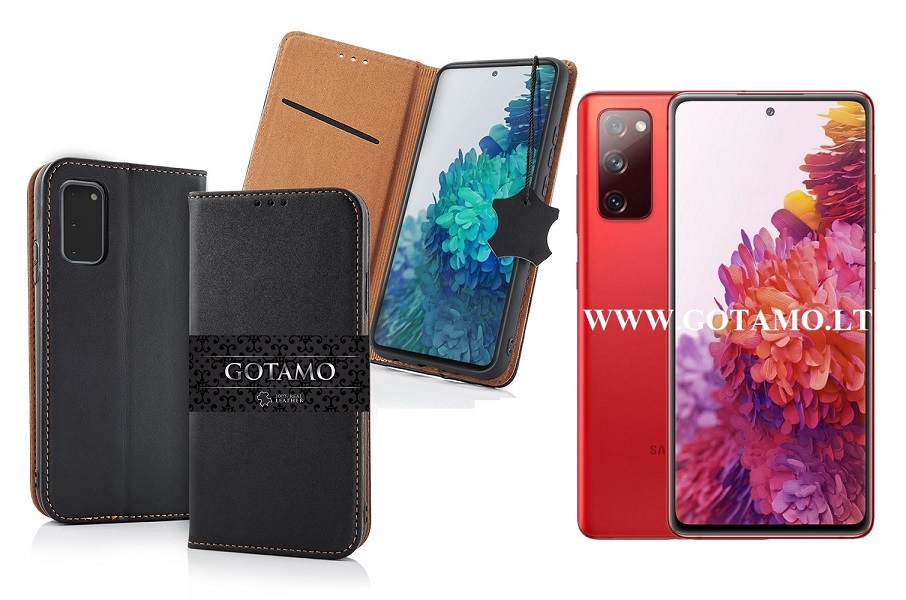 Gotamo Vintage natūralios odos dėklas Samsung Galaxy S20 FE mobiliajam juodos spalvos