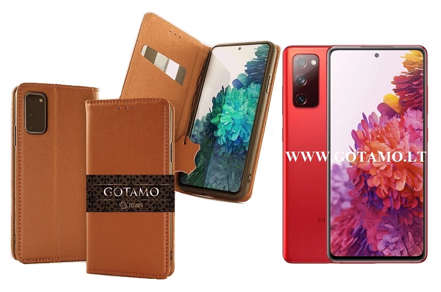 Gotamo Vintage natūralios odos dėklas Samsung Galaxy S20 FE mobiliajam rudos spalvos