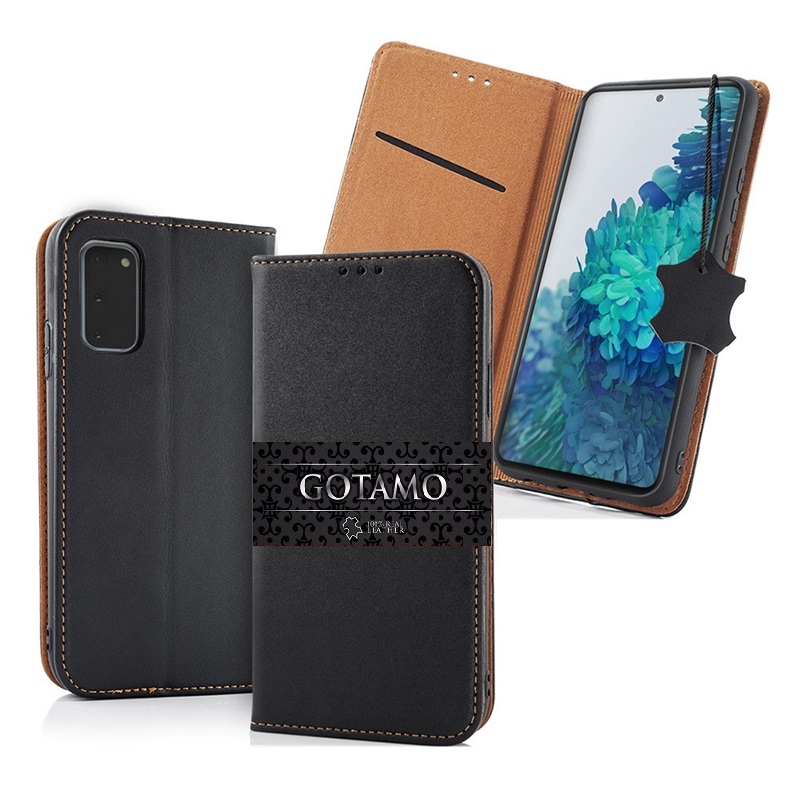 Gotamo Vintage natūralios odos dėklas Samsung Galaxy S24 Ultra mobiliajam juodos spalvos
