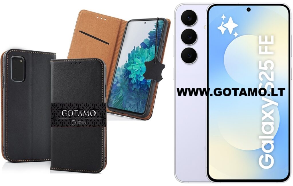 Gotamo Vintage natūralios odos dėklas Samsung Galaxy S25 FE juodos spalvos