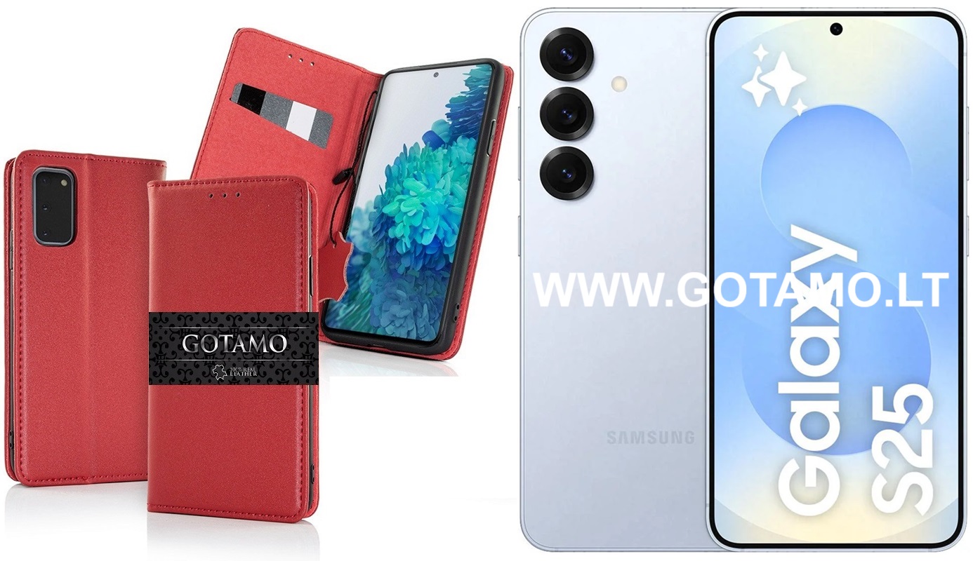 Gotamo Vintage natūralios odos dėklas Samsung Galaxy S25 telefonui bordo spalvos 1 Gotamo Vintage natūralios odos dėklas Samsung Galaxy S25 bordo spalvos