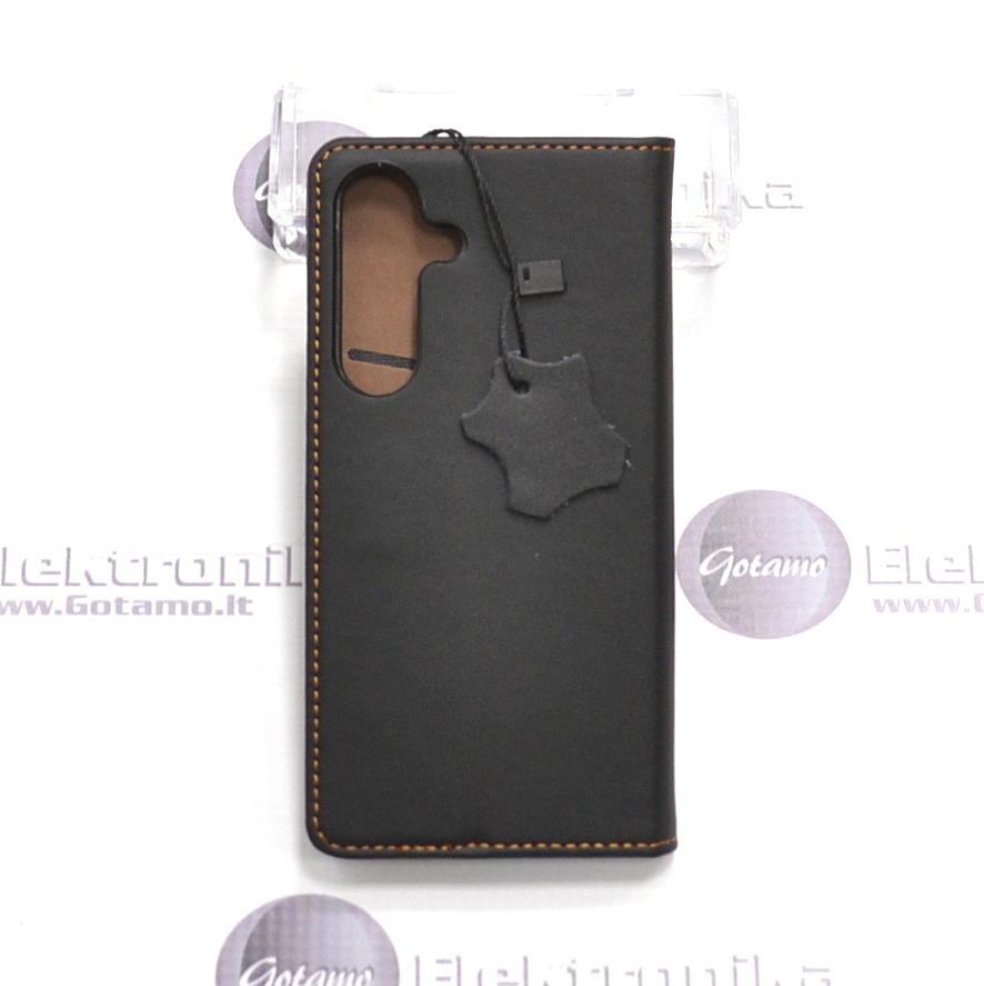 Gotamo Vintage natūralios odos dėklas Samsung Galaxy S25 telefonui juodos spalvos 3 Gotamo Vintage natūralios odos dėklas Samsung Galaxy S25 – nuotrauka 3