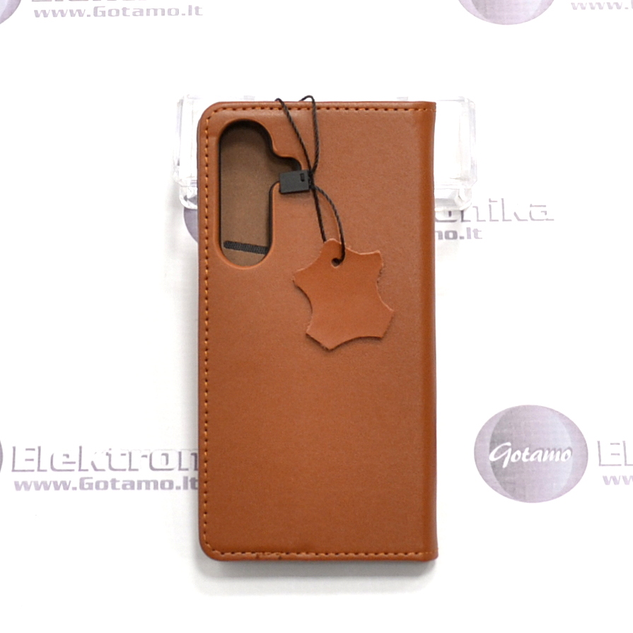 Gotamo Vintage natūralios odos dėklas Samsung Galaxy S25 telefonui rudos spalvos 3 Gotamo Vintage natūralios odos dėklas Samsung Galaxy S25 – nuotrauka 3