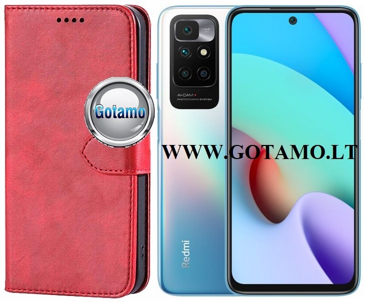 GOTHIC dėklas Xiaomi Redmi 10, Xiaomi Redmi Note 11 4G telefonams tamsiai raudonos spalvos