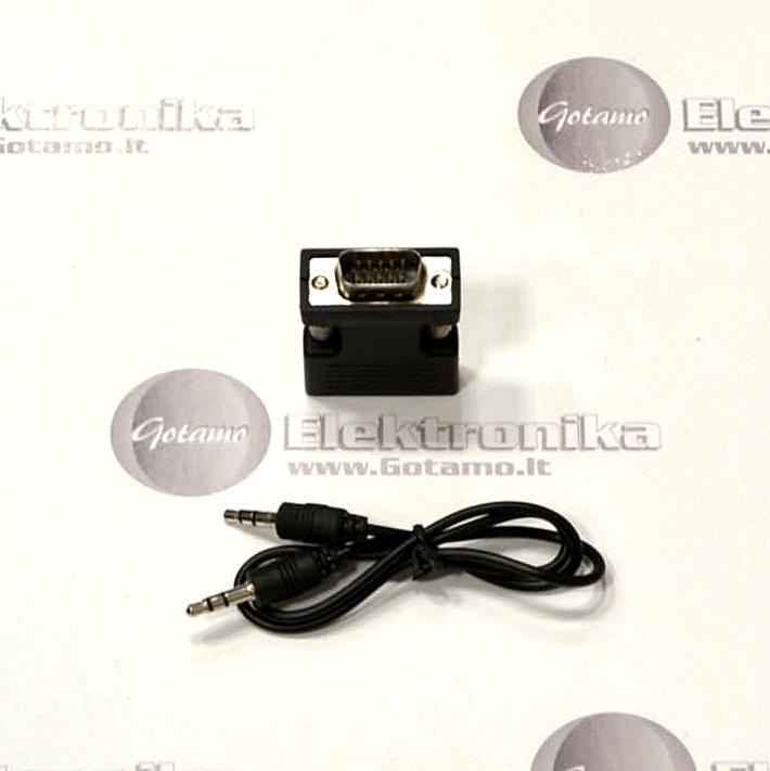 HDMI lizdas į VGA su AUX 3.5mm išėjimu jungtis 3 HDMI lizdas į VGA