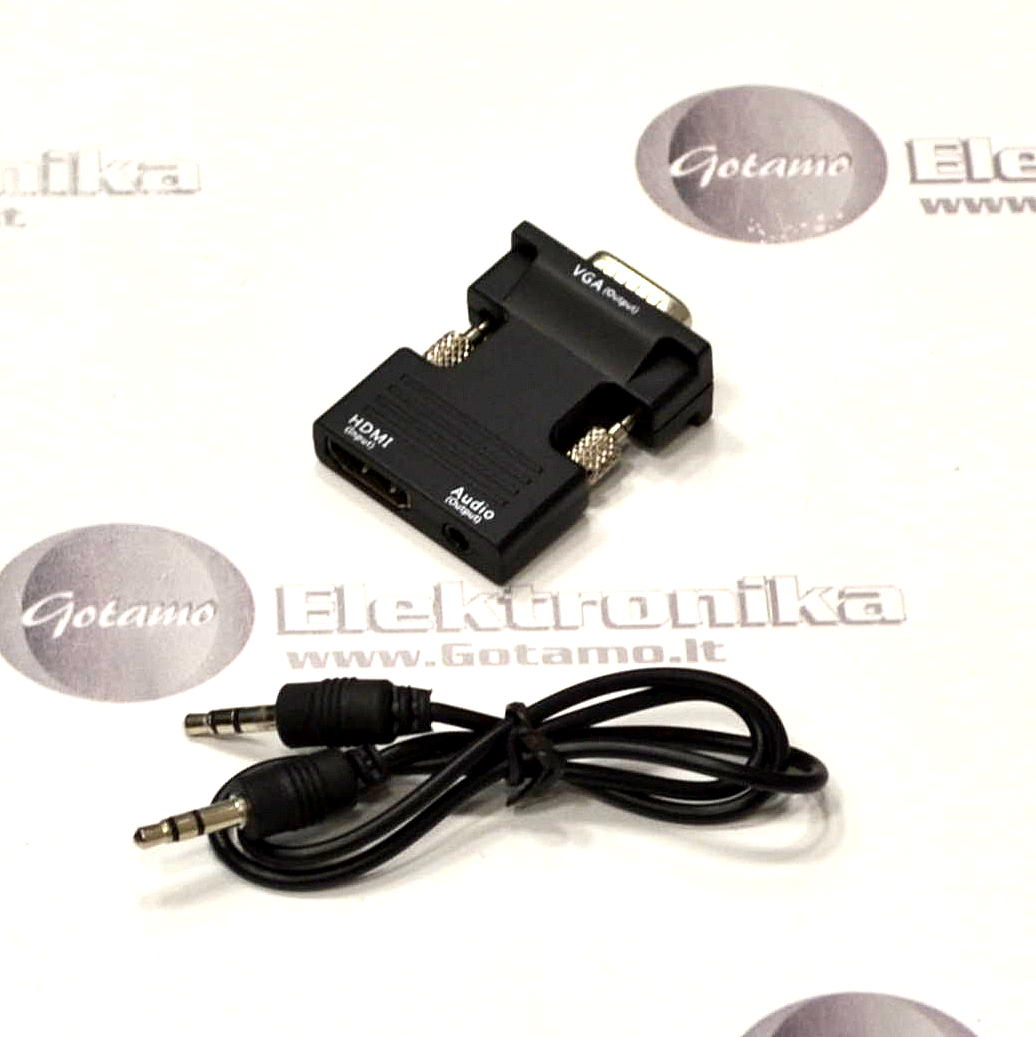 HDMI lizdas į VGA su AUX 3.5mm išėjimu jungtis 4 HDMI lizdas į VGA