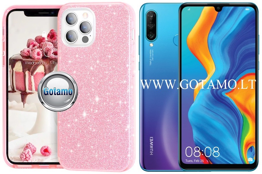 ILLumi-Neo silikoninis dėklas nugarėlė Huawei P30 Lite telefonui rožinės spalvos